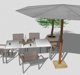 室外休闲桌椅su模型下载_sketchup草图大师SKP模型