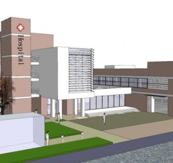 现代医院外观sketchup模型下载_sketchup草图大师SKP模型