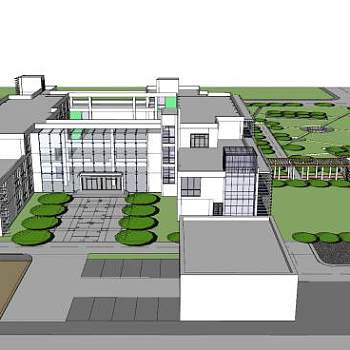 现代医院规划建筑sketchup模型下载_sketchup草图大师SKP模型