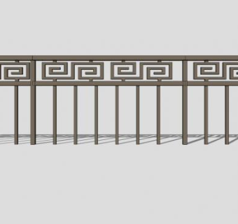 中式铁艺栏杆su模型下载_sketchup草图大师SKP模型