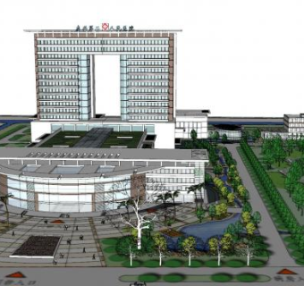 泰兴第二人民医院建筑SU模型下载_sketchup草图大师SKP模型