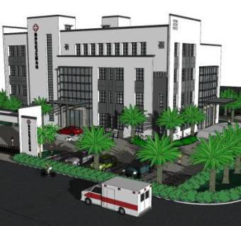 现代社区卫生服务站SU模型下载_sketchup草图大师SKP模型