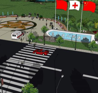 惠山区人民医院建筑SU模型下载_sketchup草图大师SKP模型