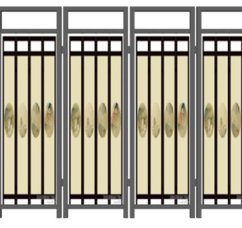 苏绣屏风su模型下载_sketchup草图大师SKP模型