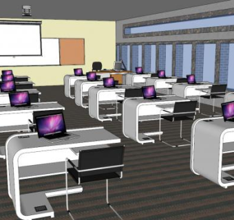 电脑课桌椅su模型下载_sketchup草图大师SKP模型