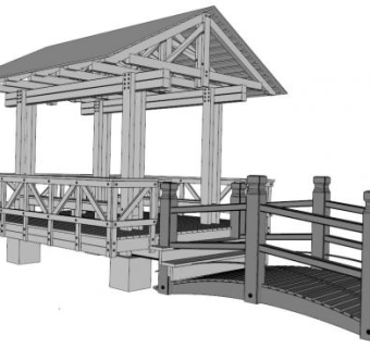 防腐木小桥su模型下载_sketchup草图大师SKP模型