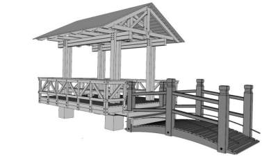 防腐木小桥su模型下载_sketchup草图大师SKP模型