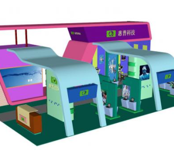 惠普科技企业展厅SU模型下载_sketchup草图大师SKP模型