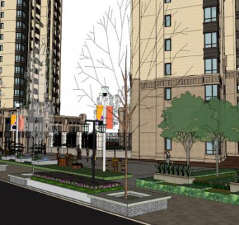 小区绿地su模型下载_sketchup草图大师SKP模型