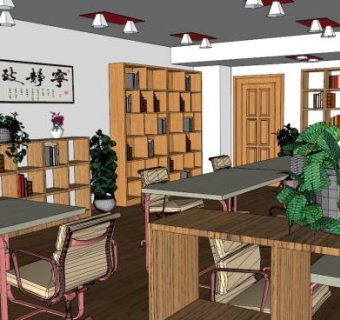 图书室su模型下载_sketchup草图大师SKP模型