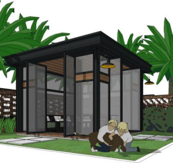 铝合金阳光房su模型下载_sketchup草图大师SKP模型