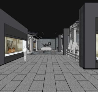中式博物馆展厅SU模型下载_sketchup草图大师SKP模型