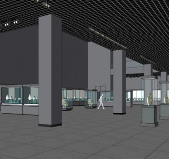 青花瓷展厅SU模型下载_sketchup草图大师SKP模型