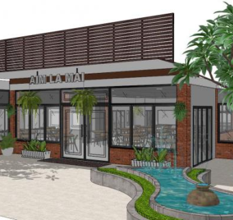 咖啡厅外形su模型下载_sketchup草图大师SKP模型