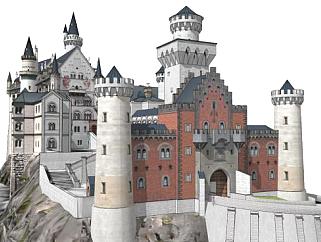 欧式城堡su模型下载_sketchup草图大师SKP模型