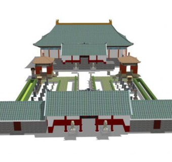 中式寺庙SU模型下载_sketchup草图大师SKP模型