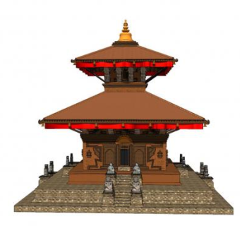 中式寺庙外观SU模型下载_sketchup草图大师SKP模型