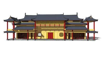 中式寺庙庙宇SU模型下载_sketchup草图大师SKP模型