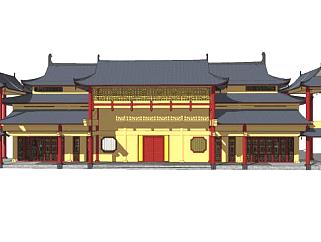 中式寺庙庙宇SU模型下载_sketchup草图大师SKP模型