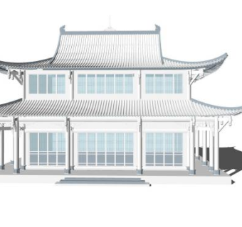 中式寺庙外观sketchup模型下载_sketchup草图大师SKP模型
