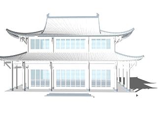 中式寺庙外观sketchup模型下载_sketchup草图大师SKP模型