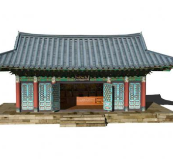 中式庙宇SU模型下载_sketchup草图大师SKP模型