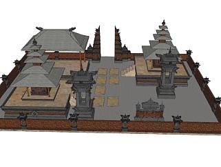 中式寺庙寺院SU模型下载_sketchup草图大师SKP模型