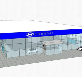 现代4S汽车展厅SU模型下载_sketchup草图大师SKP模型