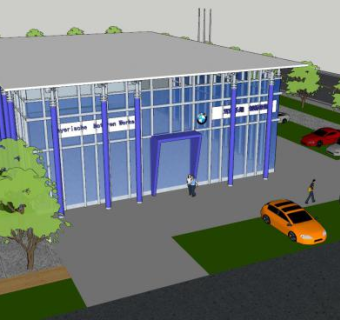 现代4S汽车展厅场地SU模型下载_sketchup草图大师SKP模型