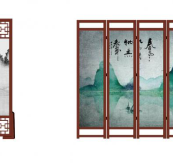 屏风su模型下载_sketchup草图大师SKP模型