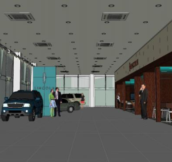 林肯汽车展厅SU模型下载_sketchup草图大师SKP模型