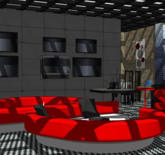 索尼展厅室内SU模型下载_sketchup草图大师SKP模型