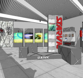 汽车油漆展厅室内SU模型下载_sketchup草图大师SKP模型