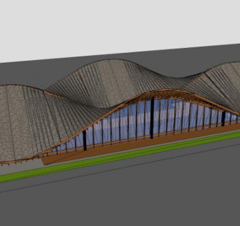 波浪顶创意展厅SU模型下载_sketchup草图大师SKP模型