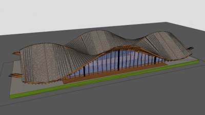 波浪顶创意展厅SU模型下载_sketchup草图大师SKP模型