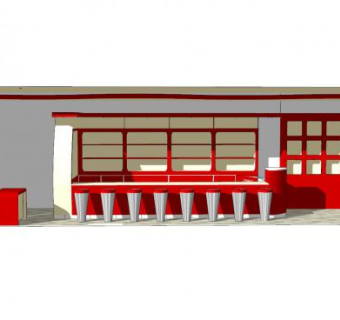 餐厅吧台店面设计SU模型下载_sketchup草图大师SKP模型