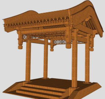 中式吊瓜柱su模型下载_sketchup草图大师SKP模型
