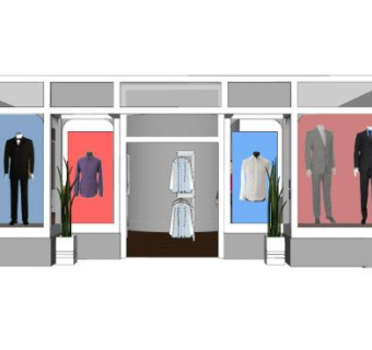 现代男士西装店SU模型下载_sketchup草图大师SKP模型