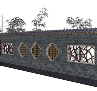 漏窗围墙su模型下载_sketchup草图大师SKP模型