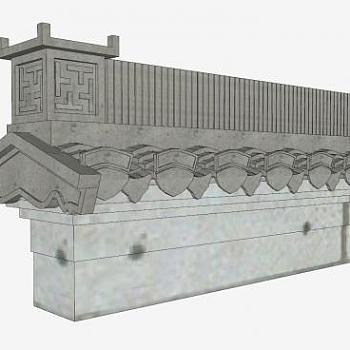 中式马头墙SU模型下载_sketchup草图大师SKP模型