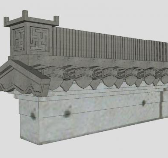 中式马头墙SU模型下载_sketchup草图大师SKP模型