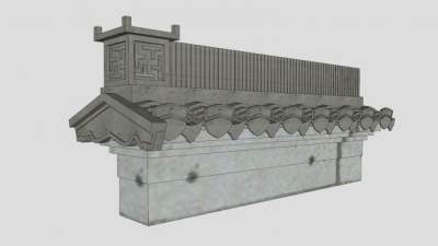 中式马头墙SU模型下载_sketchup草图大师SKP模型