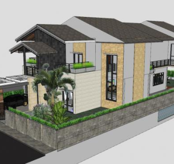 豪华现代别墅建筑住宅SU模型下载_sketchup草图大师SKP模型