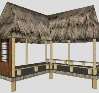 茅草长廊su模型下载_sketchup草图大师SKP模型