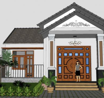 东南亚平房住宅建筑SU模型下载_sketchup草图大师SKP模型