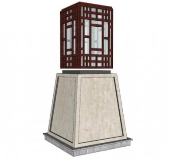 大型仿古中式景观灯su模型下载_sketchup草图大师SKP模型