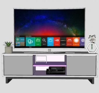 小型简易电视柜SU模型下载_sketchup草图大师SKP模型