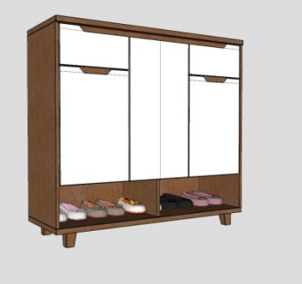 现代简约鞋柜SU模型下载_sketchup草图大师SKP模型