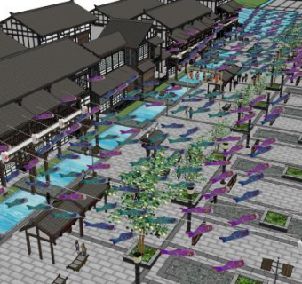 日本建筑商业街SU模型下载_sketchup草图大师SKP模型