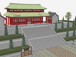 中式寺院寺庙SU模型下载_sketchup草图大师SKP模型